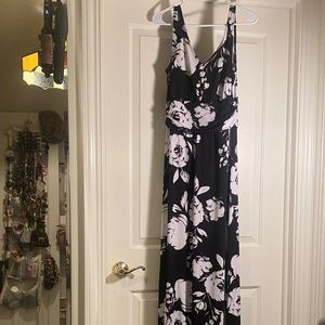Calvin Klein Black and White Floral Maxi Dress